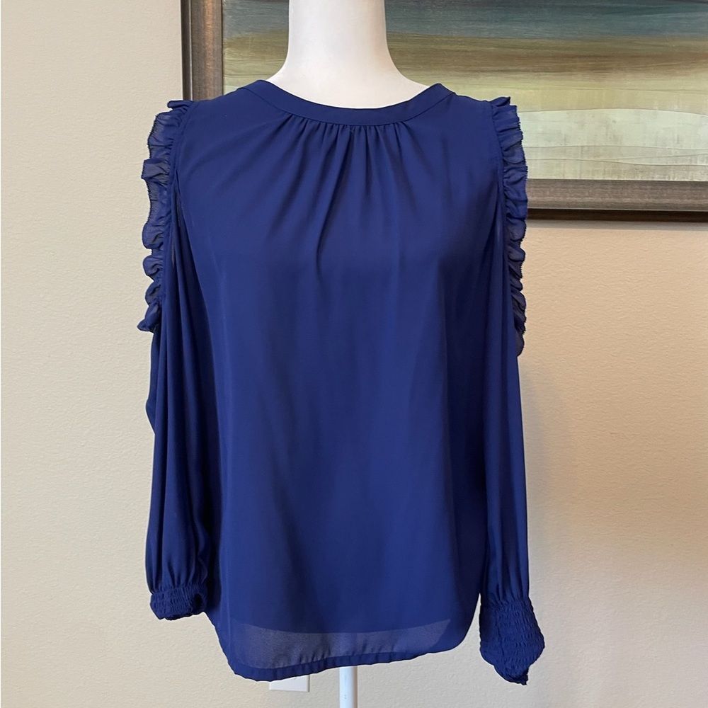 Loft blue cold shoulder top